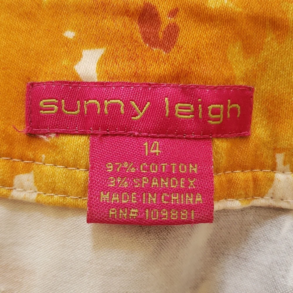 Vintage Sunny Leigh Floral Pencil Skirt Magenta Yellow Brown Size 14 - Picture 11 of 11